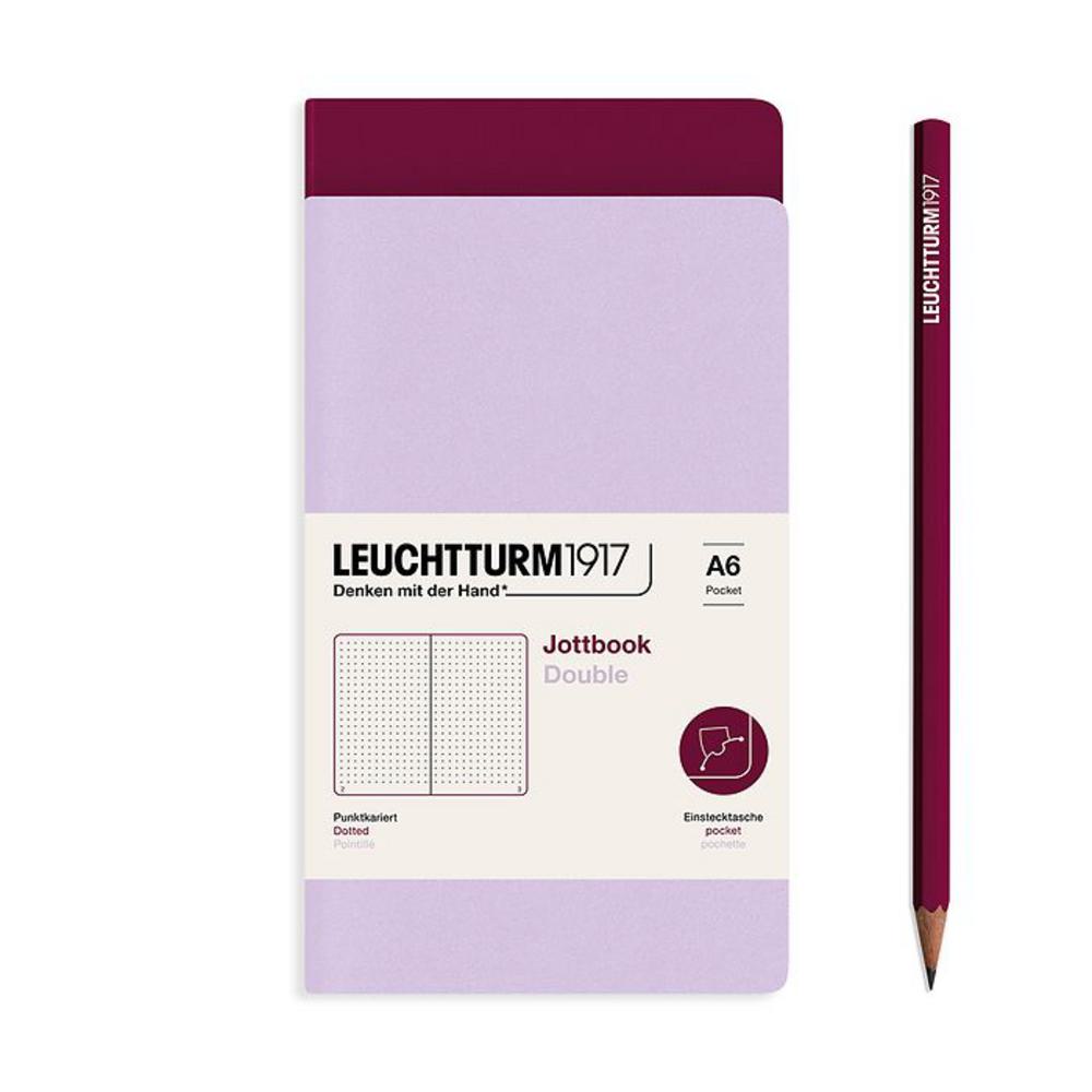 Leuchtturm, Purple, Journal, Art & School, A6, Dotted, Jottbook Double, Lilac & Port, 724291